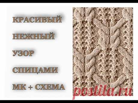 Красивый ажурный узор спицами. Knitting pattern.