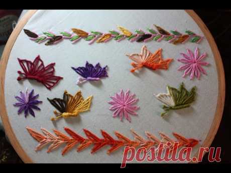 Hand Embroidery Designs | Basic embroidery stitches # Part-10 | Stitch and Flower-118