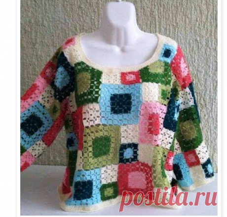 Marisa Almeida Tricot Crochet : TJ Blusa Quadrado Dois Tamanhos
