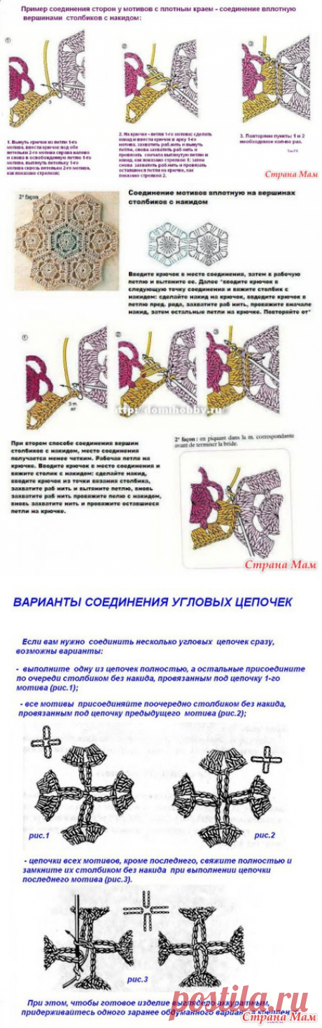 *Различные способы соединения мотивов - Все в ажуре... (вязание крючком) - Страна Мам