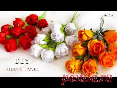 РОЗЫ ИЗ ЛЕНТ, МК / DIY RIBBON ROSES