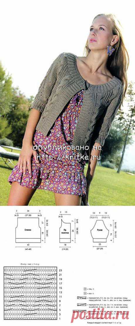 Серый жакет связанный спицами из рубрики Вязание для женщин. Вязание спицами модели и схемы на kNITKA.ru