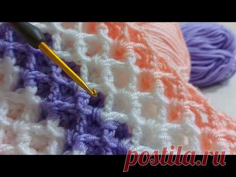 Простые схемы вязания детского одеяла крючком / Вязание крючком пледа СУБТИТРЫ