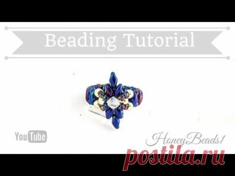 Dear Diamond Ring Beading Tutorial by HoneyBeads1 (with superduo beads)