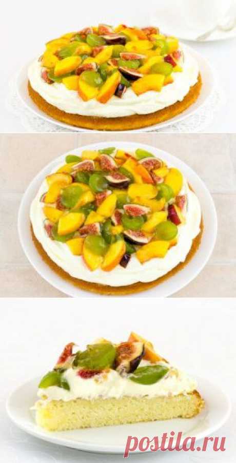 Пирог с маскарпоне и фруктами