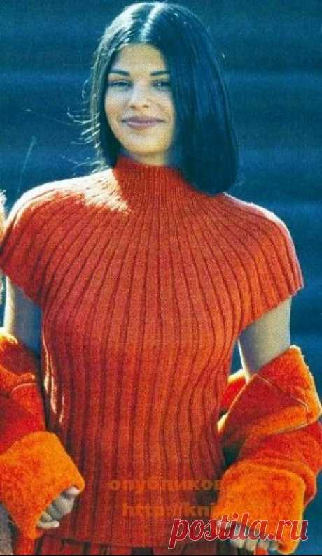 Пуловер с круглой кокеткой, Вязание для женщин