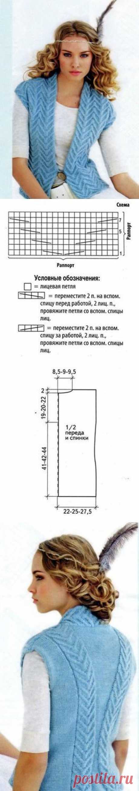 Чудесный жакет-безрукавка с косами