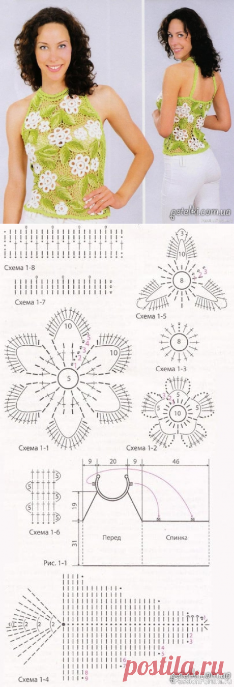 Красивый топ. Схема и описание | Ирландское кружево