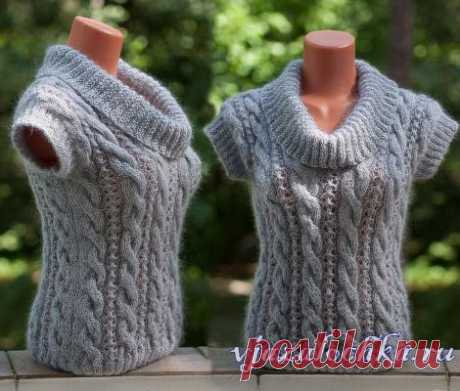 Нежно серый пуловер спицами от Ольги - olgaknit