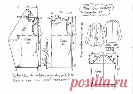 Блейзер с рукавом 3/4. Выкройки на размеры 36-56 — HandMade