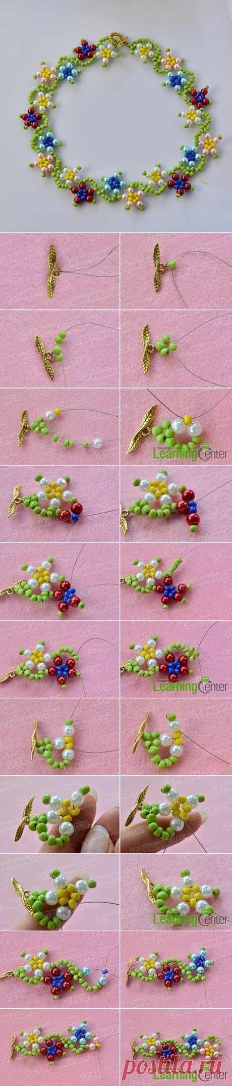 Красочное цветочное ожерелье из бусин и бисера для девушек.