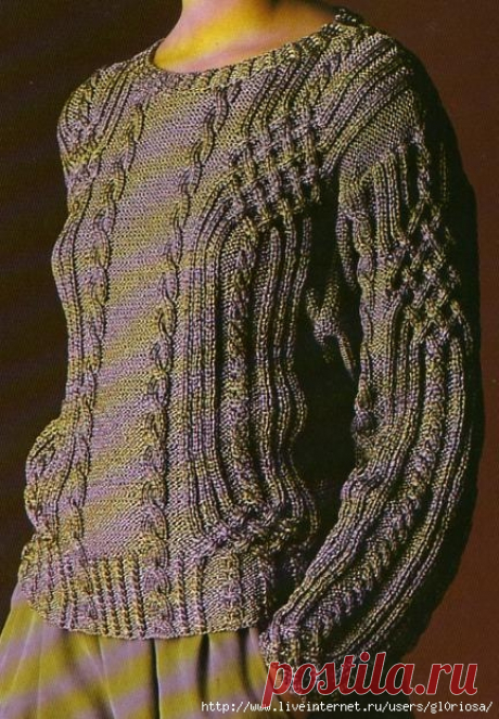 Серый пуловер ирландскими узорами