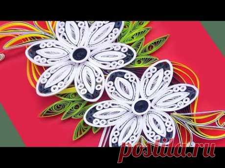 Paper art | How To Make Beautiful Quilling Flowers Design Birthday Card| Paper Quilling Art