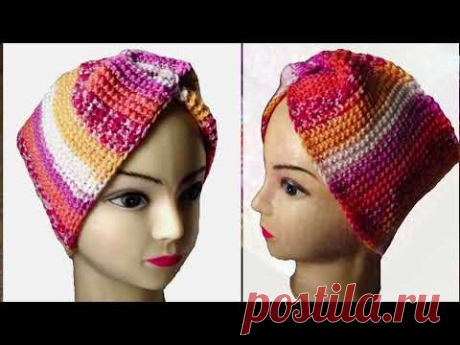 Тунисское вязание  Повязка на голову - YouTube
