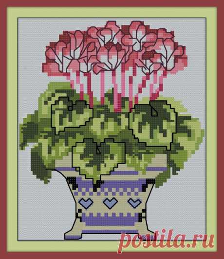 Cyclamen Flowers Cross Stitch Pattern Download Cross Stitch | Etsy