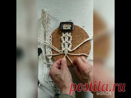 Видео МК. Узор #01 для плетения пояса от пряжки из хлопкового шпагата. Макраме пояс. #плетение #пояс