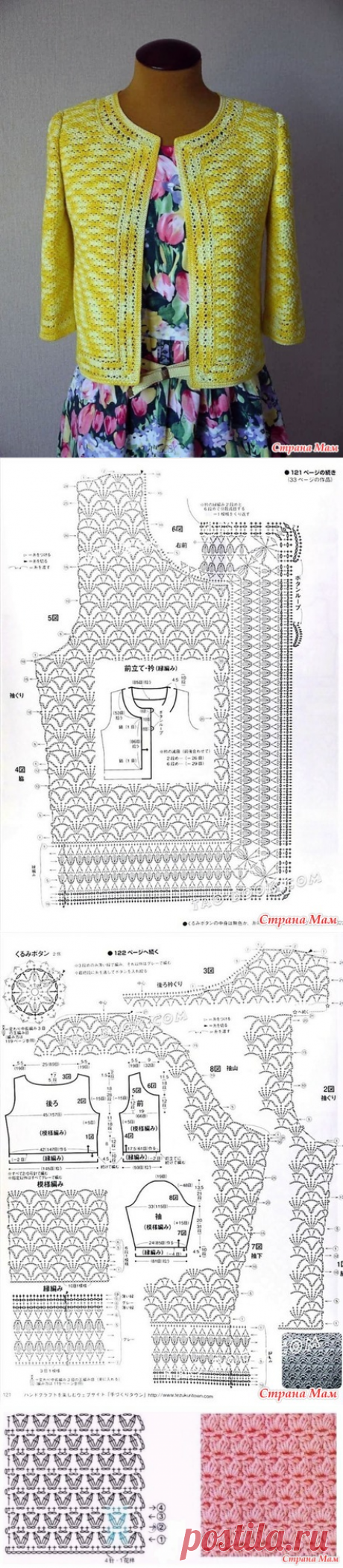 Жакет в стиле Шанель (схемы узоров). Крючок. - ВЯЗАНАЯ МОДА+ ДЛЯ НЕМОДЕЛЬНЫХ ДАМ - Страна Мам