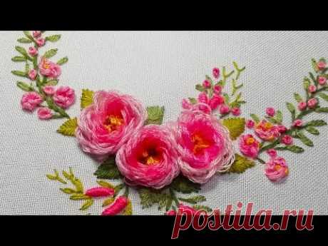 Цветочная вышивка: Как вышить розу | Роза из петель