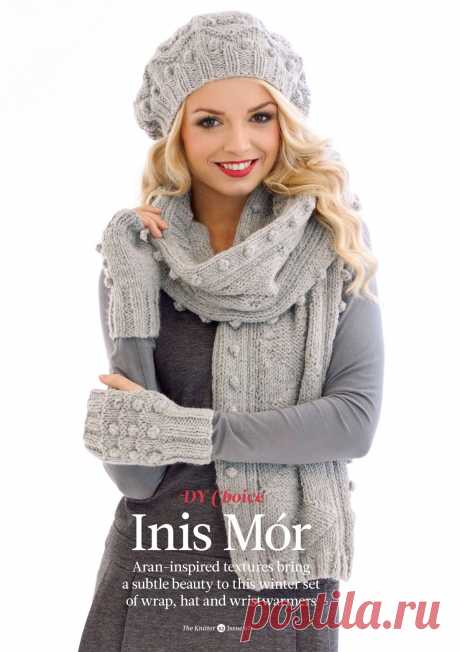 Вязание шарфа, шапки и митенок Inis Mor, The Knitter 67