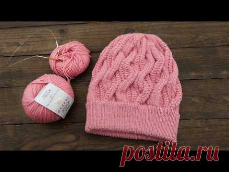 Косы MIX шапка спицами 💕 Knited cable hat