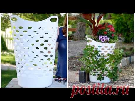 Laundry Basket Turned Strawberry Planter