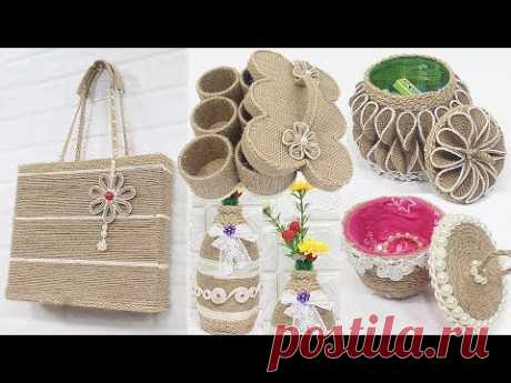 5 Jute craft ideas | Jewelry storage box, Bag