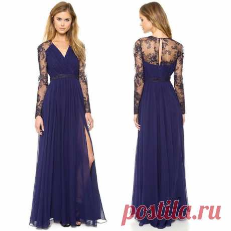 Evening Dresses Picture - More Detailed Picture about 2015 New Fashion Women's Sexy Lace patchwork evening Party dress Ladies party floor length Lace Long Dress Blue Picture in Evening Dresses from wind fashion store(Only Sell High Quality) | Aliexpress.com | Alibaba Group