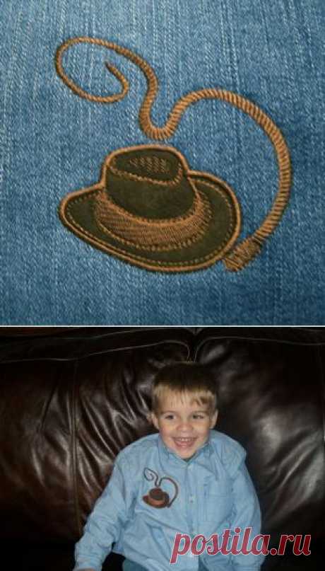 western hat whip indiana jones style applique embroidery