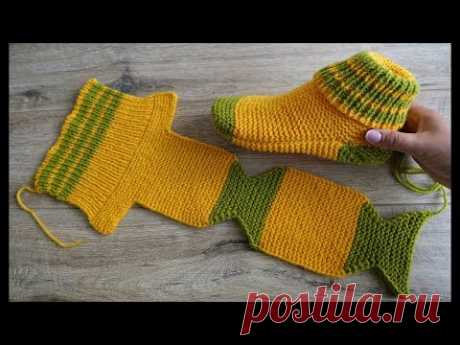 Носки на двух спицах Турецким способом вязания | Two Needle Socks knit pattern