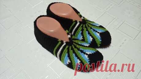 Плетени Терлици #64 - (Knitted Slippers) (Тапочки спицами) (Patik) (Pantufas passo a passo)