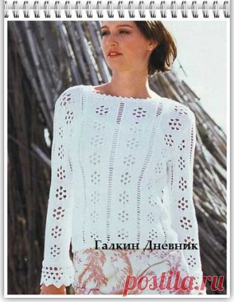 ГАЛКИН ДНЕВНИК : Красивый ажурный женский пуловер спицами