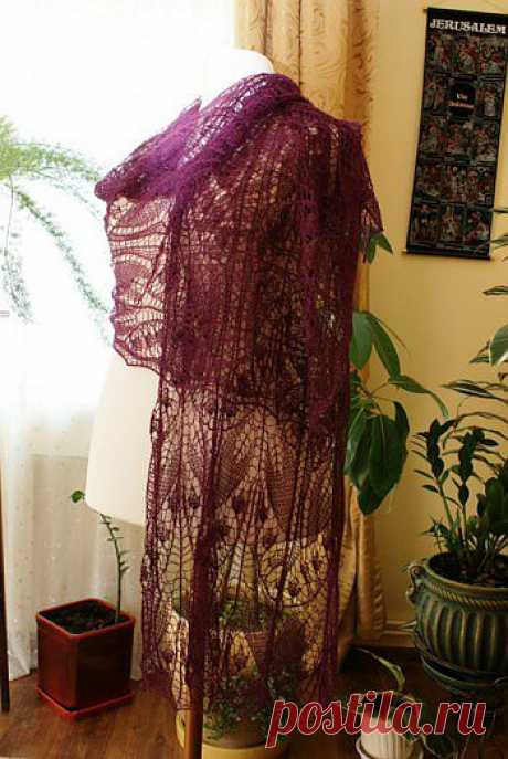 Шикарная шаль спицами из рубрики Вязание для женщин. Вязание спицами модели и схемы на kNITKA.ru