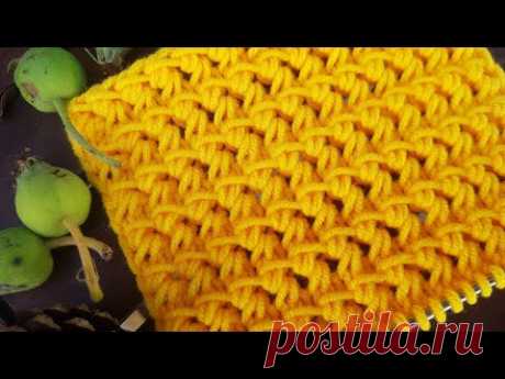 Вяжем объёмный фоновый узор ♡КОЛОСКИ🌾 knitting pattern.