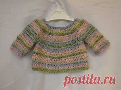 How to crochet a simple striped baby / child's sweater tutorial - part 1
