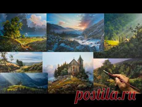 (8 images) Viktor Yushkevich. Acrylic painting. (Playlist #1) #relaxing #music #art