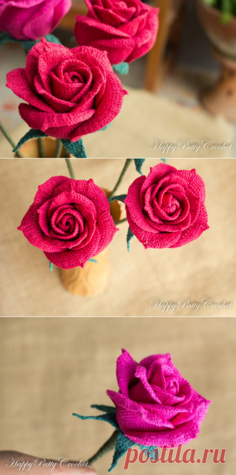 Crochet Open Rose Pattern by Happy Patty Crochet