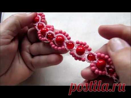 Браслет из бисера и бусин. Простая схема.Красивый подарок. Мастеркласс. DIY Tutorial bracelet./137/