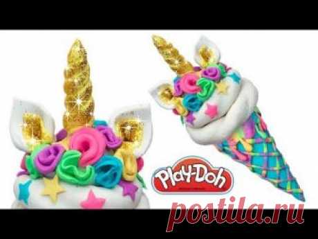 Play Doh Ice Cream . How to Make Golden Unicorn Ice Cream. Creative Fun for Beginners and Kids