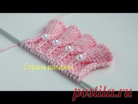 Узоры спицами. Рюши «Колокольчики» -1. (снизу вверх). Knitting patterns. Ruches "Bells"-1.