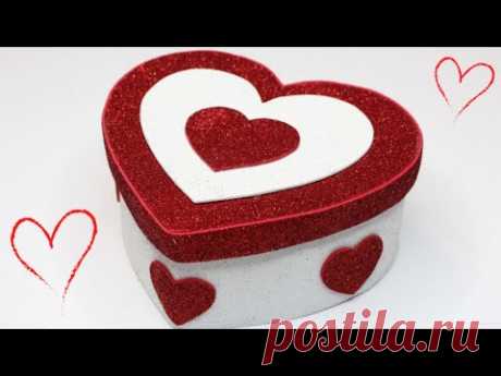 Сердце коробка из КАРТОНА и ГЛИТТЕРНОГО ФОАМИРАНА / Идея подарка своими руками / DIY Gift Box Heart