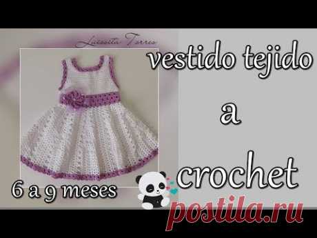 vestido para bebe a crochet-6 a 9 meses