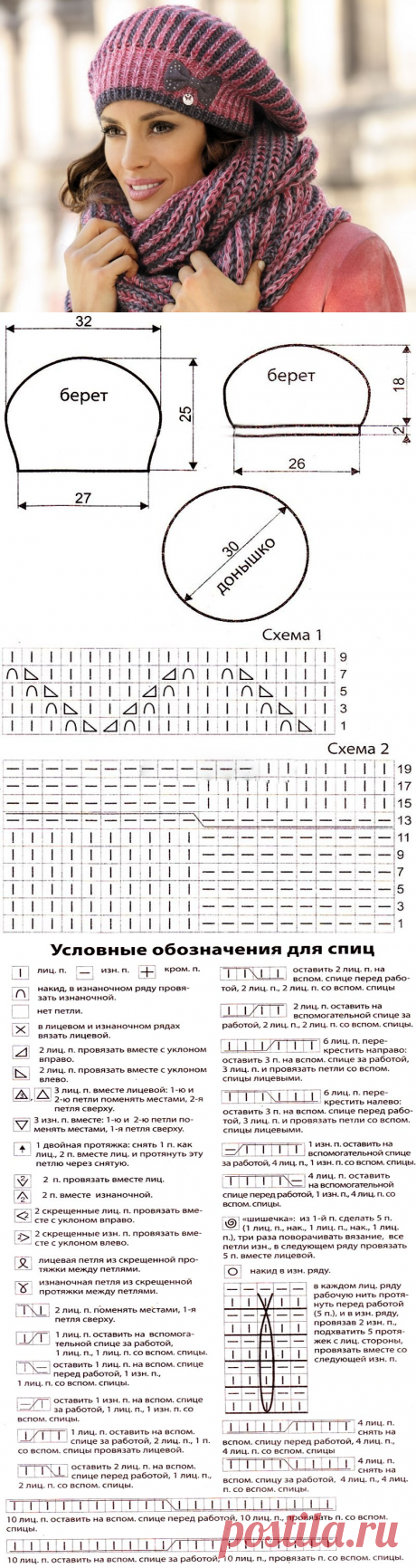 Женский берет спицами, весенний, осенний, зимний, красивый, схема с описанием. Вязаный берет спицами. Подборка красивых женских беретов, связанных спицами.