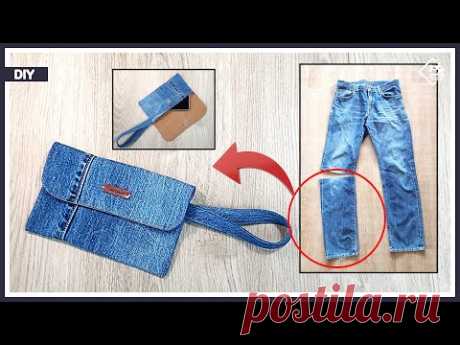 DIY Easy way to make a wallet from a piece of old jeans / Denim wallet [Tendersmile Handmade]