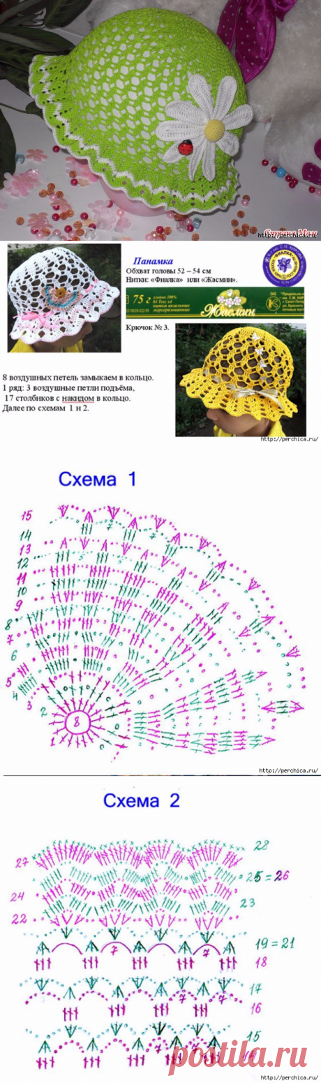 Летняя панамка для девочки крючком