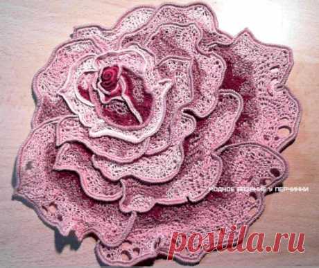 Красивая роза при помощи шнура гусенички - Crochet.Modnoe Vyazanie ru.rom