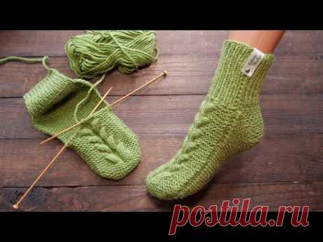 Бесшовные носки спицами – пятка треугольник 🦚 Seamless Knitted Socks - Triangle Heel