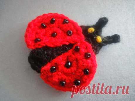 Вязание крючком Crochet : Аппликация Божья коровка Applique Ladybug Crochet
