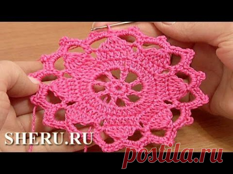 Crochet Round Motif Lace Tape  Tutorial 7 часть 1 из 2 Техника ленточное кружево