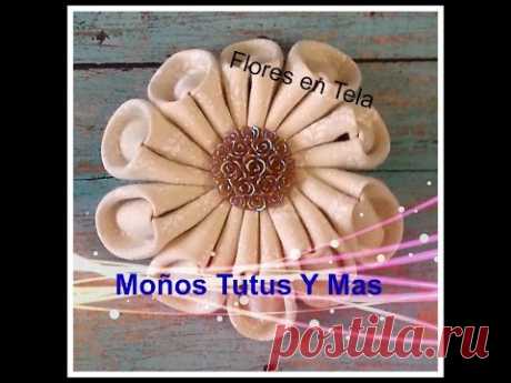 FLORES EN TELA Estilo Kanzashi FABRIC FLOWERS How To Tutorial DIY Paso a Paso PAP