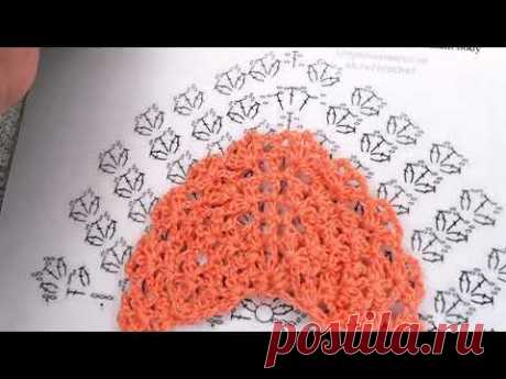 Разбор УЗОРА для ШАЛИ , вязание крючком ,  crochet shawl ( шаль №408)